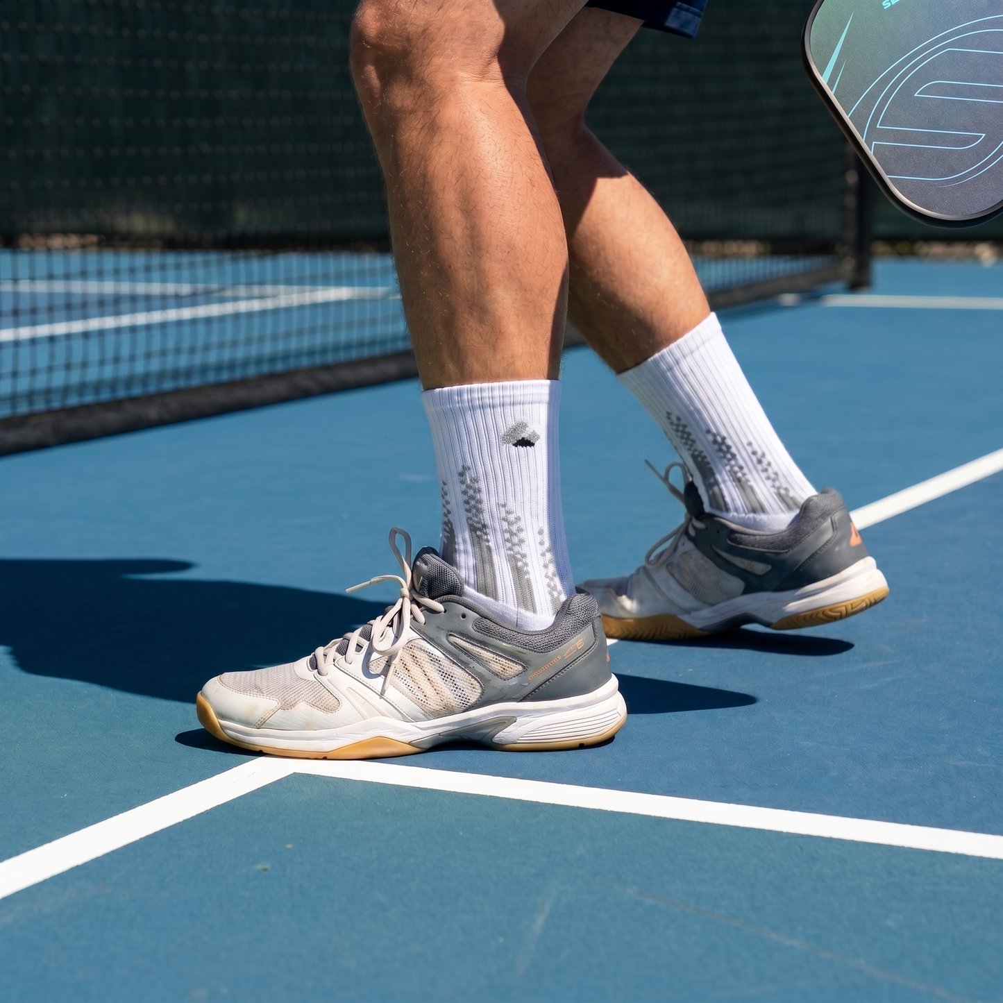 Pickleball Socks Crew White/Grey