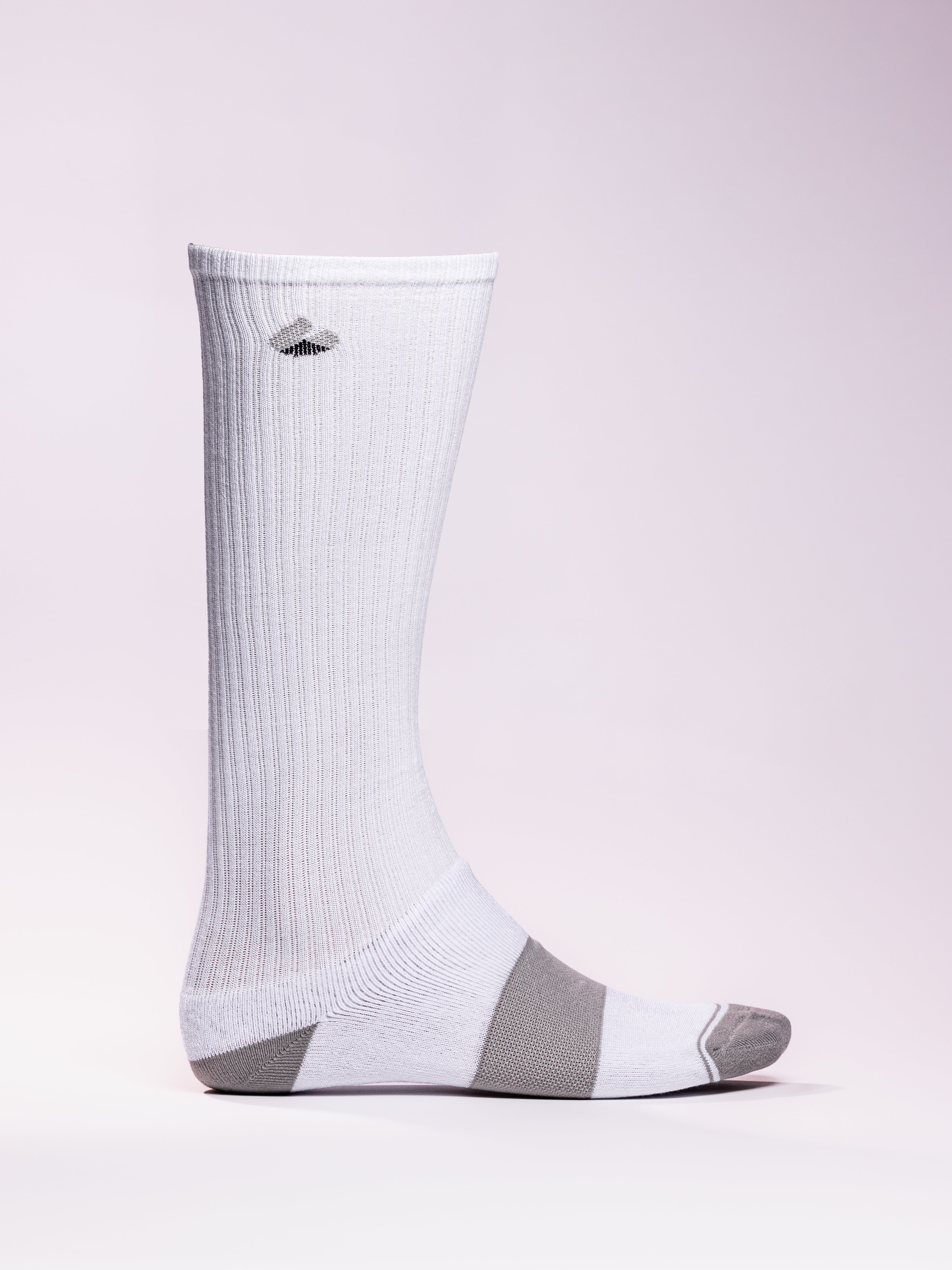 Compression Socks White/Grey with moisture-wicking technology and arch support.